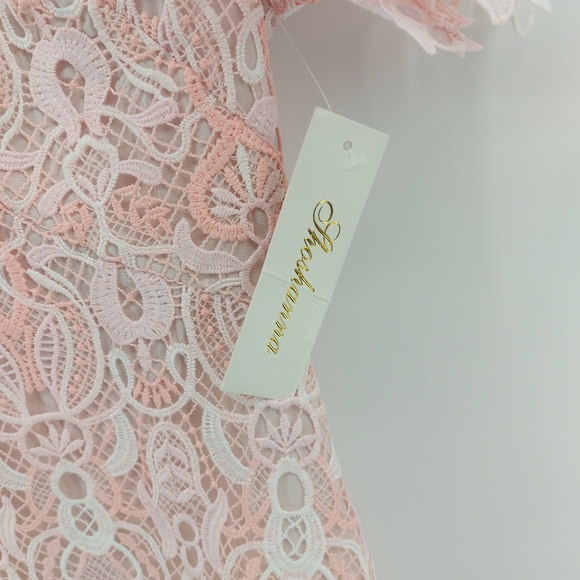 Shoshanna Ezmerelda V-Neck Lace Dress Pink Size 10 - Picture 5 of 8